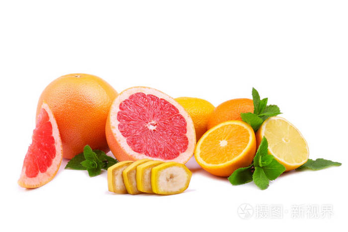 健康的饮食和节食的概念.混合的柑橘类水果