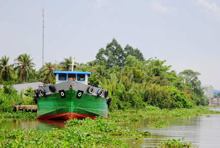 货船在湄公河三角洲