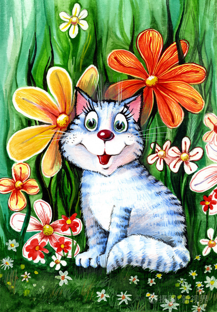 花中的猫