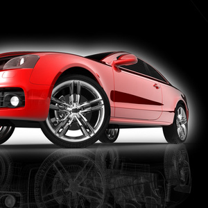 黑色背景上的 3d 汽车模型.照片