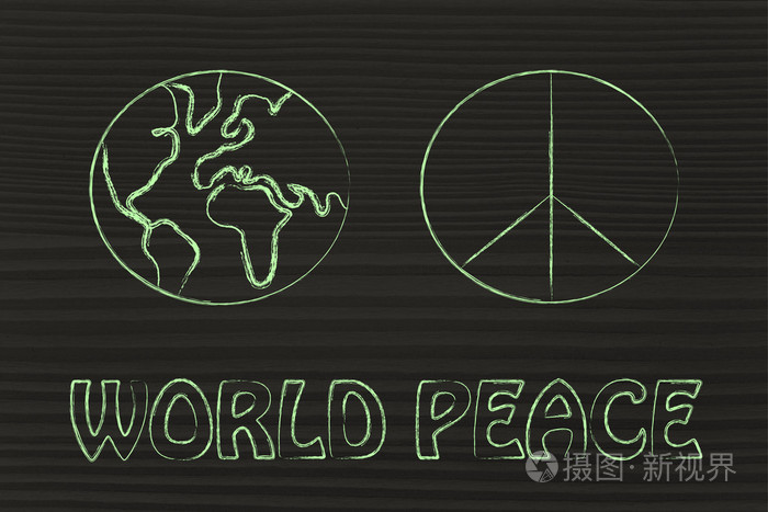 和平标志和全球