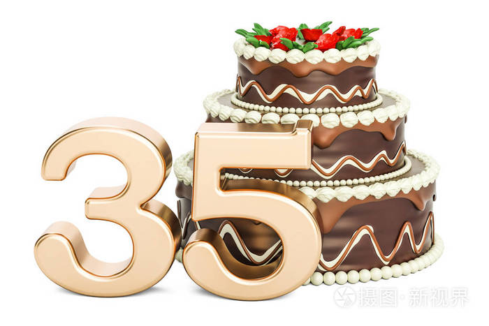 与金数353d渲染的巧克力生日蛋糕