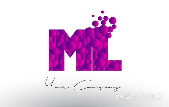 紫色泡沫质地毫升 M L 点字母徽标