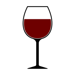 孤立的红葡萄酒杯图标