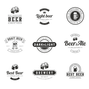 啤酒的时髦标志设计矢量字体刻字模板