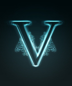 闪亮的字母v.照片