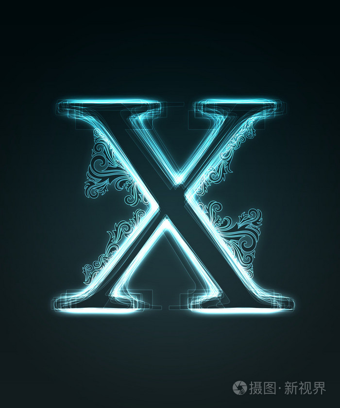 发光字体闪亮的字母x