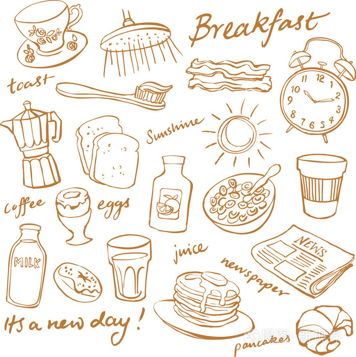 早餐食品和图标