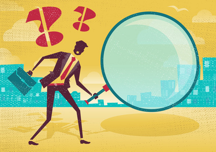 找人寻人商人用放大镜来找线索照片