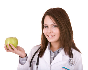 听诊器和苹果的医生。