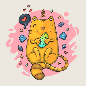 心翅膀可爱的卡通猫拖着一颗心和翅膀照片