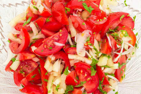西红柿和洋葱沙拉的背景