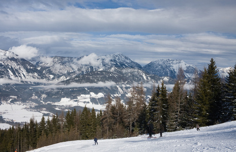 滑雪胜地schladming。 奥地利