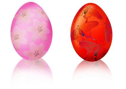 粉红色和红色复活节彩蛋