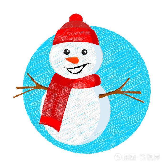 堆雪人.刺绣.矢量图