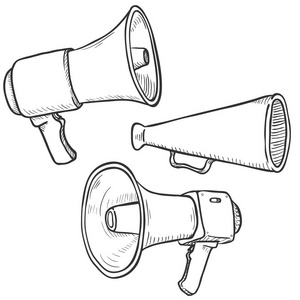 素描扩音器和扬声器照片