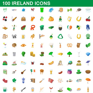 100 爱尔兰图标集 卡通风格