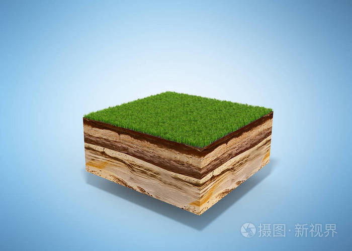 地面与草孤立o 截面三维图照片 正版商用图片00nqhs 摄图新视界