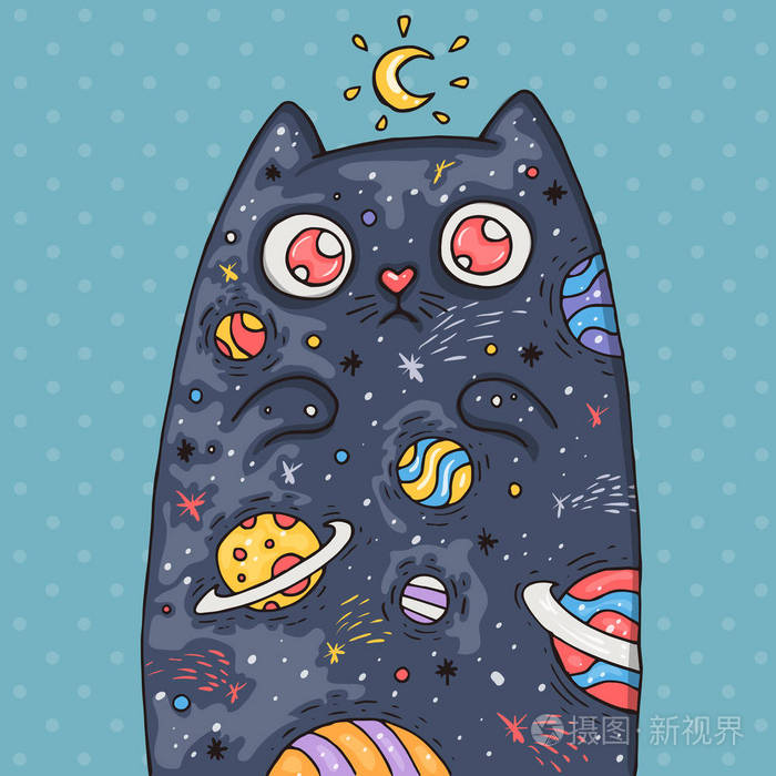 卡通可爱猫咪与宇宙内 在漫画的时尚风格的卡通插图插画 正版商用图片00nxds 摄图新视界 卡通可爱猫咪与宇宙内 在漫画的时尚风格的卡通插图插画 正版商用图片00nxds 摄图新视界