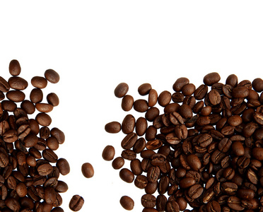 白色背景咖啡豆