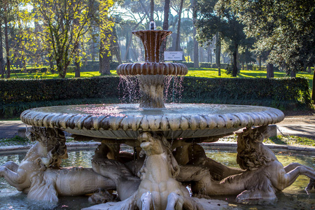 在别墅花园，罗马喷泉