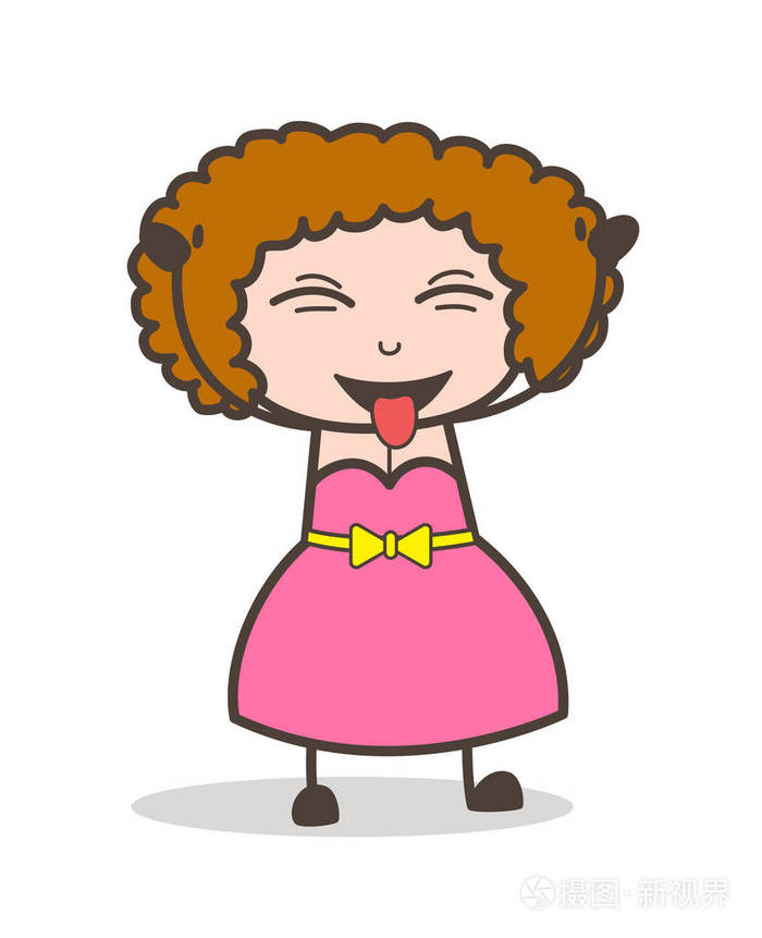 卡通淘气夫人笑着逗弄舌矢量