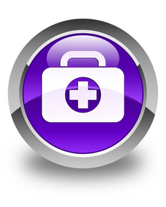 急救工具袋图标光泽紫色圆按钮