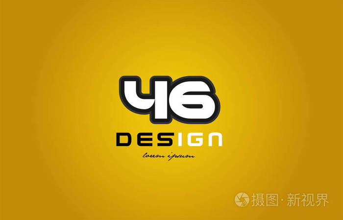 46号数字位数白色黄色背景