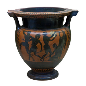 红色陶瓷上黑色的古希腊花瓶