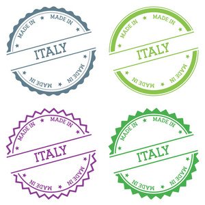 在意大利徽章在白色背景上孤立圆形标签与文本的圆形象征的平面样式