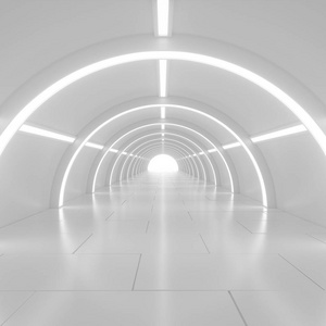 抽象空洞的闪亮隧道用光，在结束了。3d 图