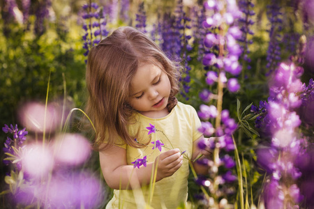 花丛中的小女孩