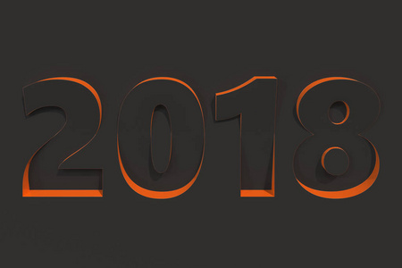 黑色表面与橙色边 2018年数字浅浮雕