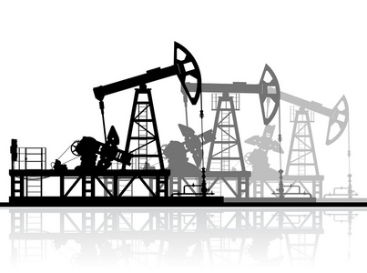 孤立在白色背景上的石油泵剪影照片