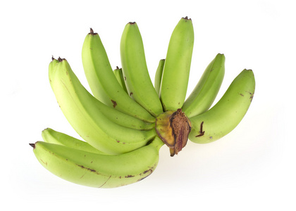 青香蕉原料分离在白色背景上