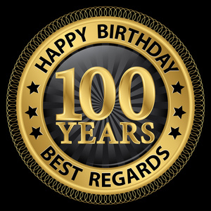 100 年生日快乐最好问候金标签，向量怡乐思