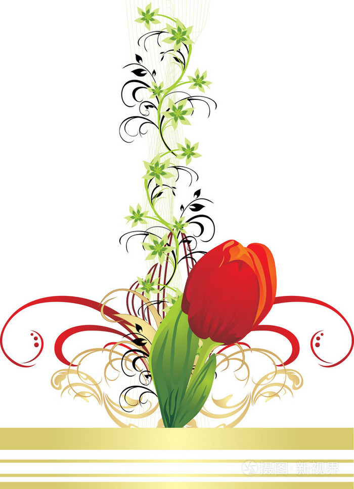 郁金香和花卉装饰
