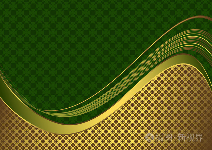 优雅的绿色和金色卡片(矢量)