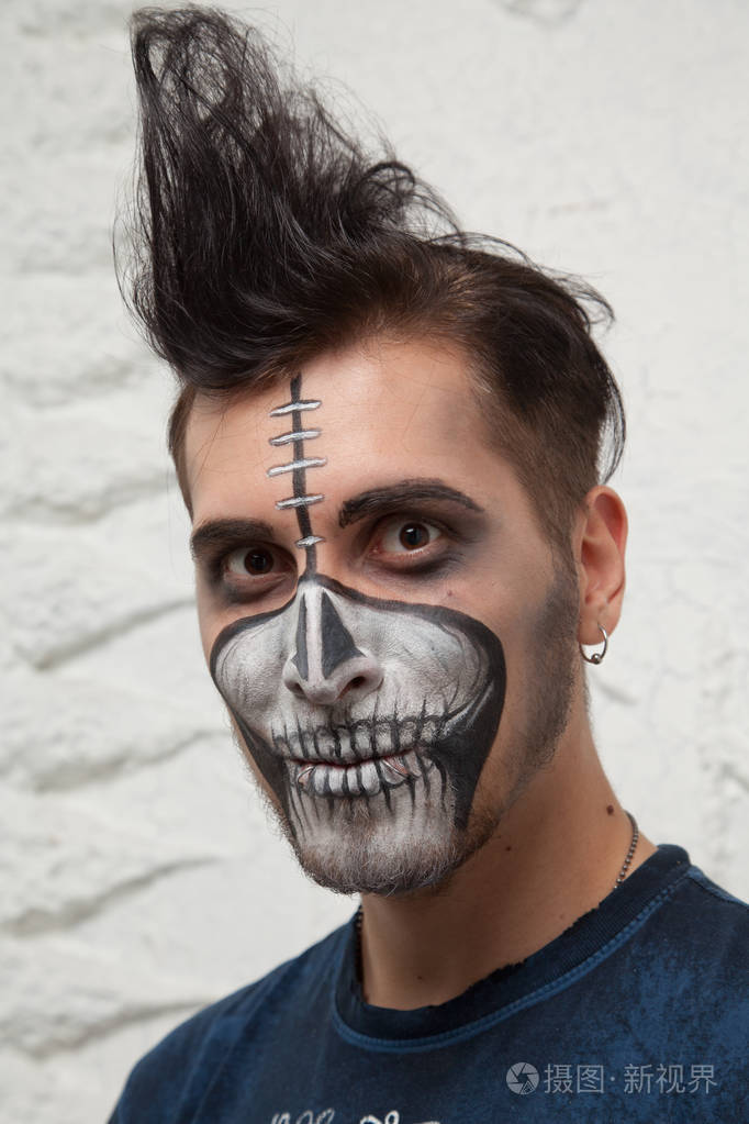死了头骨万圣节男士彩妆肖像