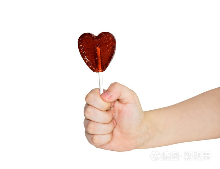 孩子们用棒棒糖的手