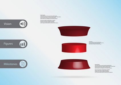 3d 图图表模板与变形缸水平划分为三个红色切片