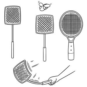 向量集的苍蝇拍照片