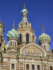 在莫斯科的俄罗斯教堂的正面