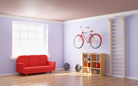 家里的健身房与自行车