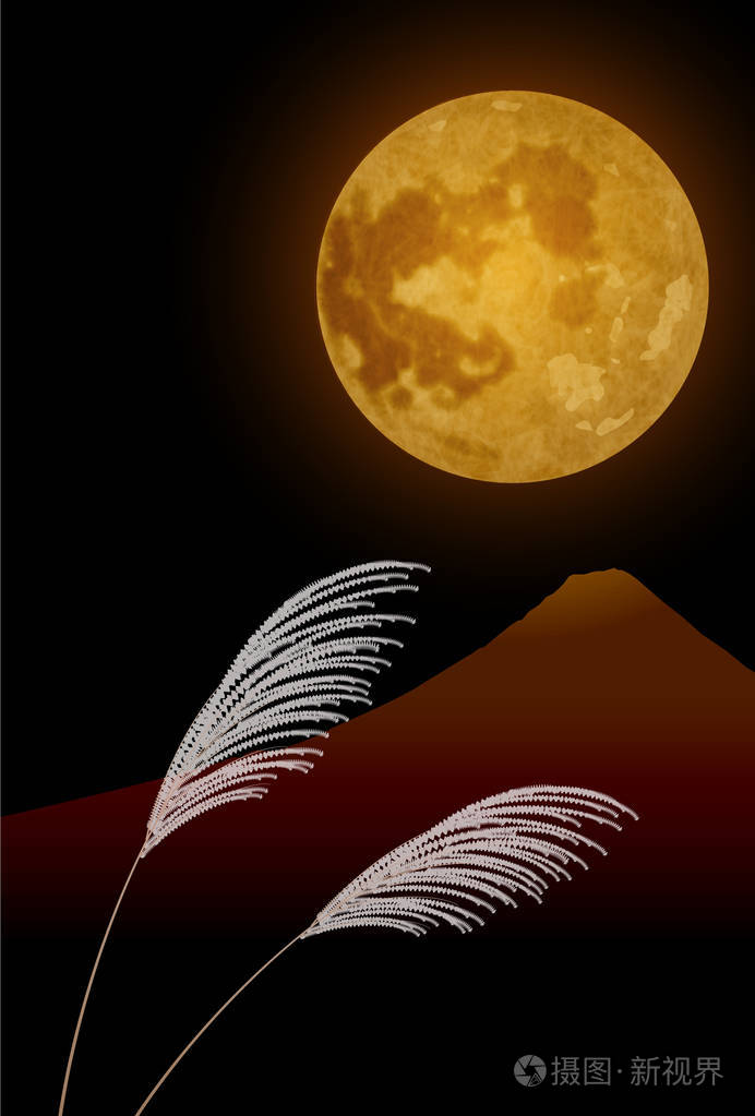 富士山满月背景