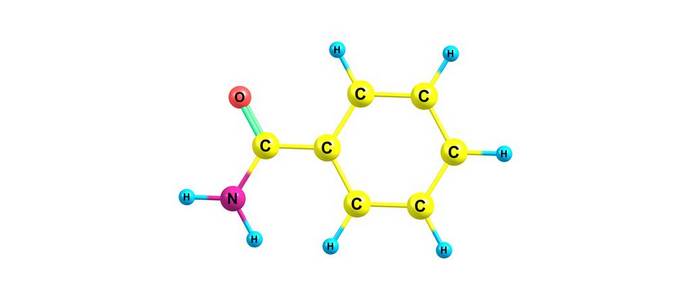苯甲酰胺分子结构上白色孤立