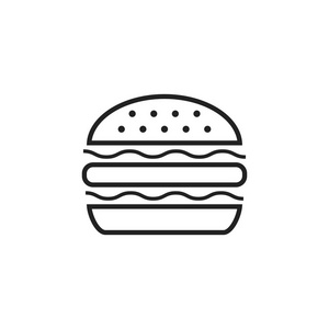 汉堡快餐平面矢量图标。汉堡包符号标志说明