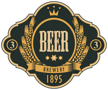 啤酒用徽章卷曲框架中的标签
