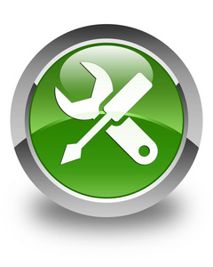 设置图标光泽柔软绿色圆形按钮照片