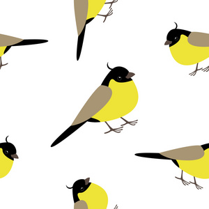 无缝模式与可爱的黄色小鸟